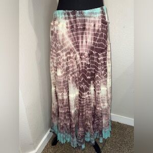 Tie-Dye Fairycore Boho Hippie 100% Cotton Maxi Skirt- Small